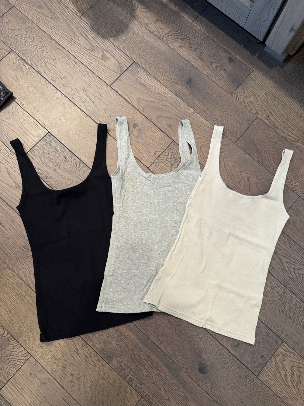 Everyday Scoop Neck Ribbed Tank - Black, Gray, Cream